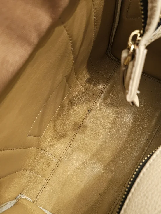 Marc Jacobs Mini The Leather Tote Bag Beige Crossbody - Picture 5 of 12